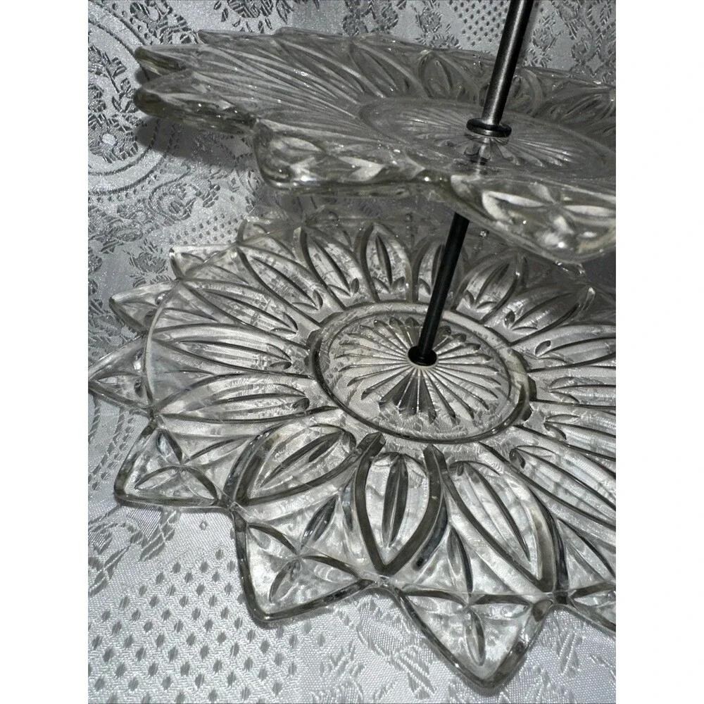 vintage 2 tier candy dish  glass/ Dessert Tray